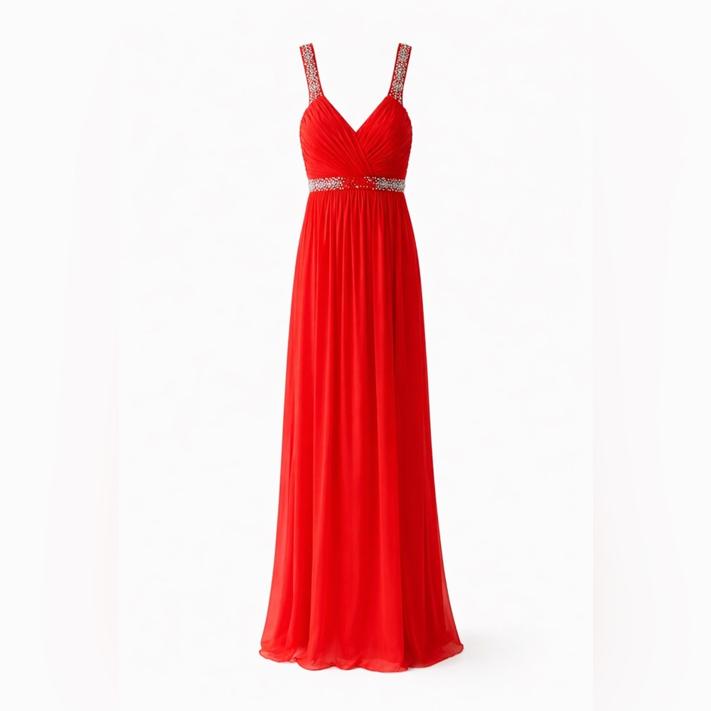 City Triangles Y2K Coral Orange Jeweled Prom Gown Size 7